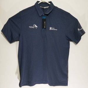 Travis Mathew Blue Logo Polo Golf Shirt Pima Nice